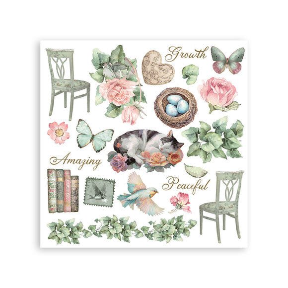 Rub - On Kit 15,5 x 15,5 cm - House of Roses - 6 - Stamperia - Tidformera