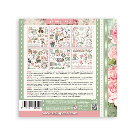 Rub - On Kit 15,5 x 15,5 cm - House of Roses - 8 - Stamperia - Tidformera