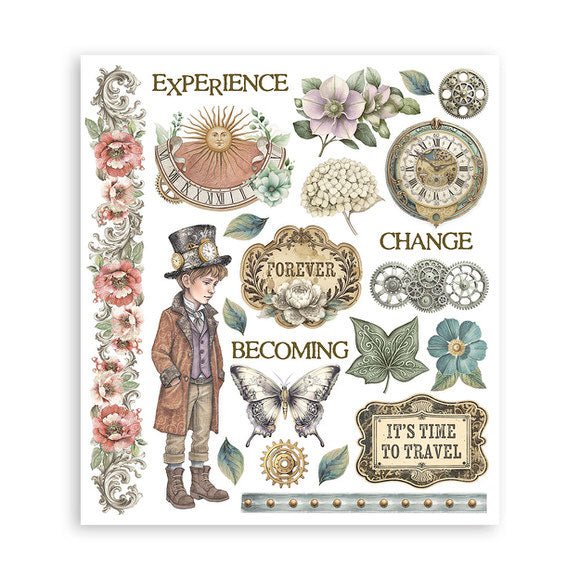 Rub - On Selection 20,5 x 23 cm - Gardens of Time - 5 - Stamperia - Tidformera