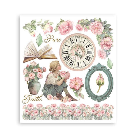 Rub - On Selection 20,5 x 23 cm - House of Roses - 2 - Stamperia - Tidformera