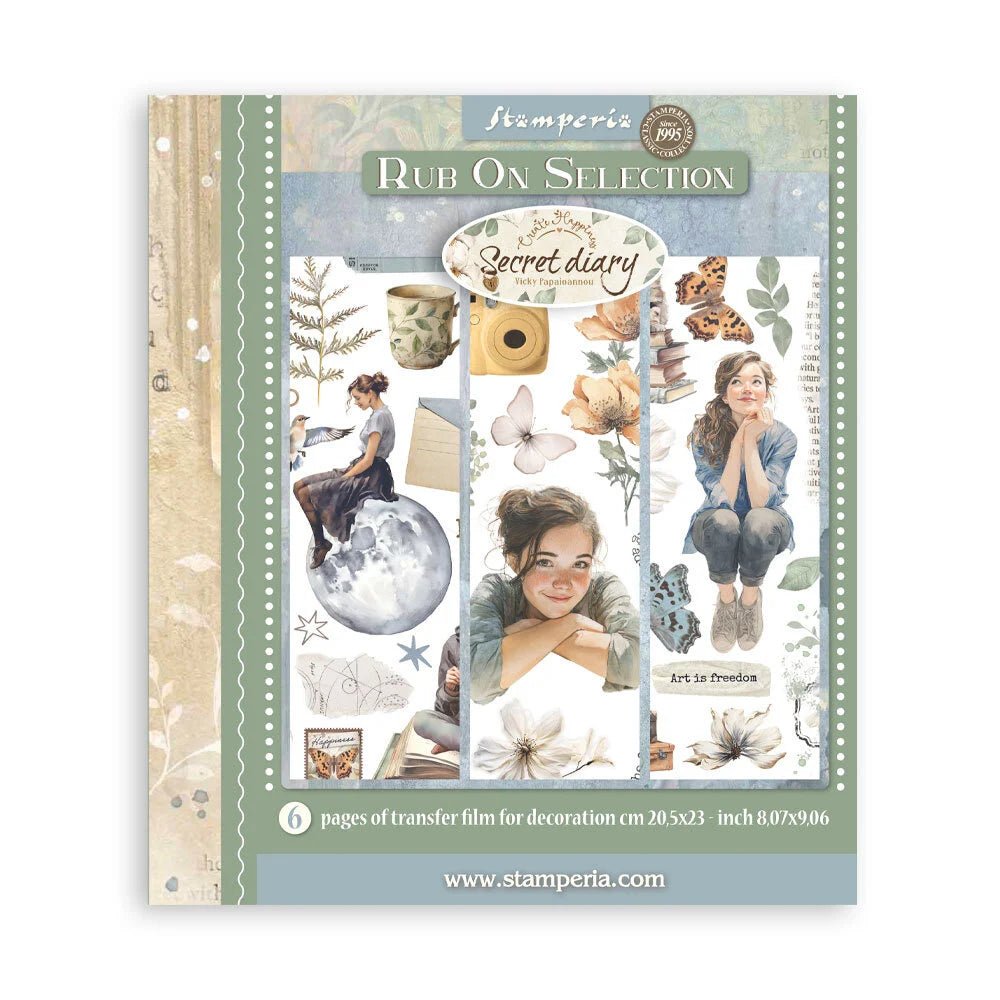 Rub - On Selection 20,5 x 23 cm - Secret Diary - 1 - Stamperia - Tidformera