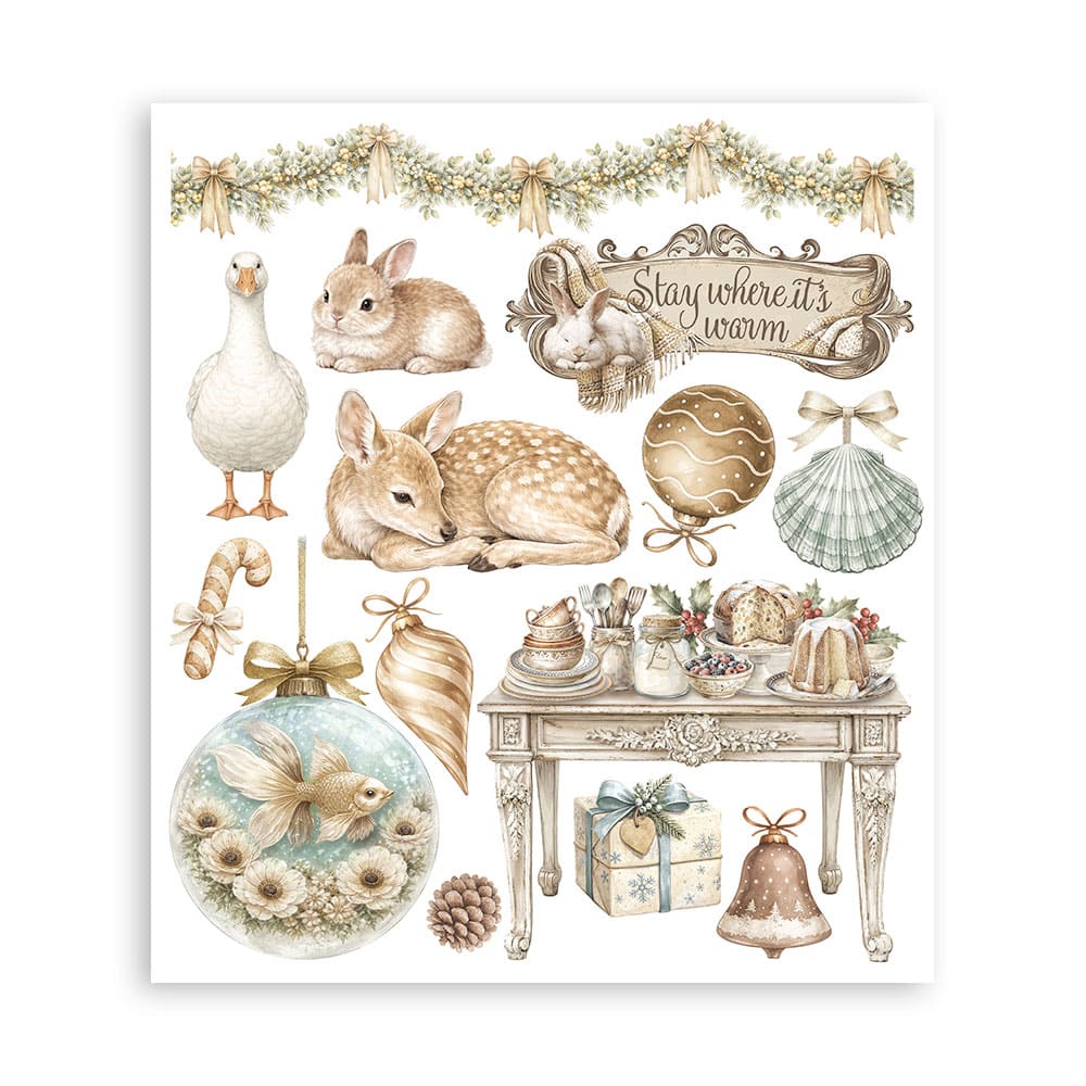 Rub-On Selection 20,5 x 23 cm - White Christmas - 2 - Stamperia - Tidformera