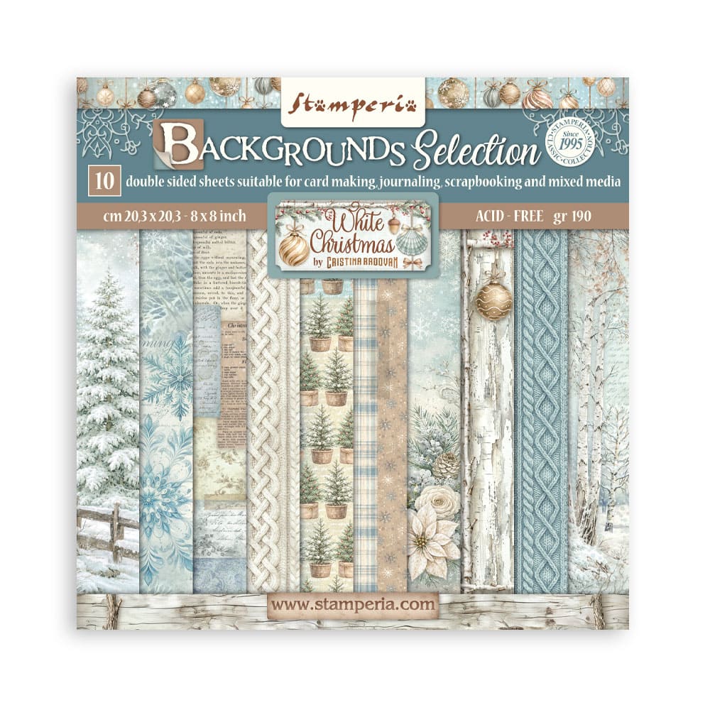 Scrapbookingpapper - Backgrounds - White Christmas - 1 - Stamperia - Tidformera