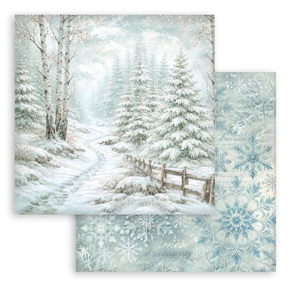 Scrapbookingpapper - Backgrounds - White Christmas - 3 - Stamperia - Tidformera