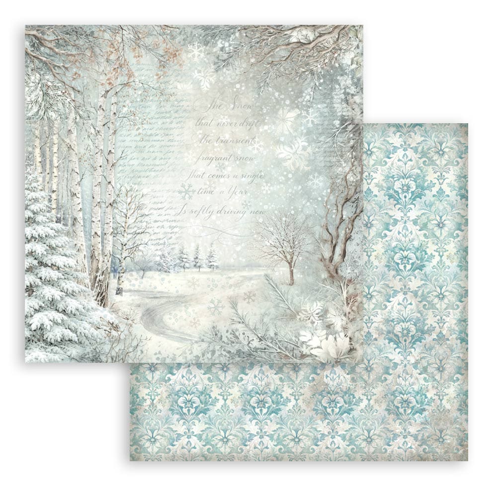 Scrapbookingpapper - Backgrounds - White Christmas - 13 - Stamperia - Tidformera