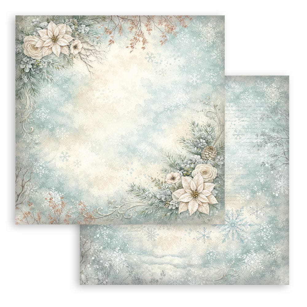 Scrapbookingpapper - Backgrounds - White Christmas - 17 - Stamperia - Tidformera