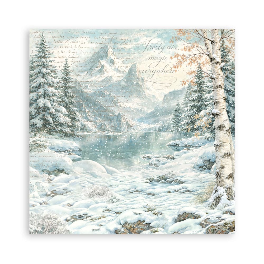 Scrapbookingpapper - Backgrounds - White Christmas - 12 - Stamperia - Tidformera