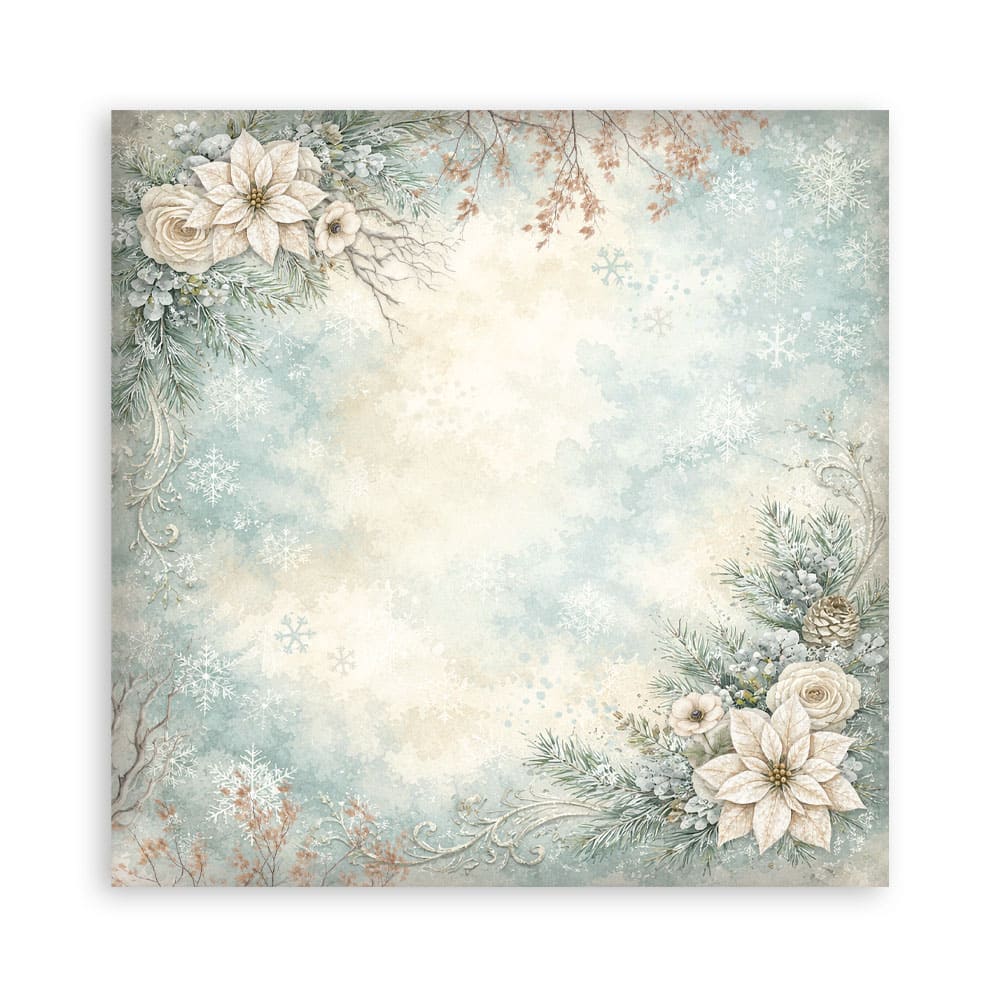 Scrapbookingpapper - Backgrounds - White Christmas - 18 - Stamperia - Tidformera