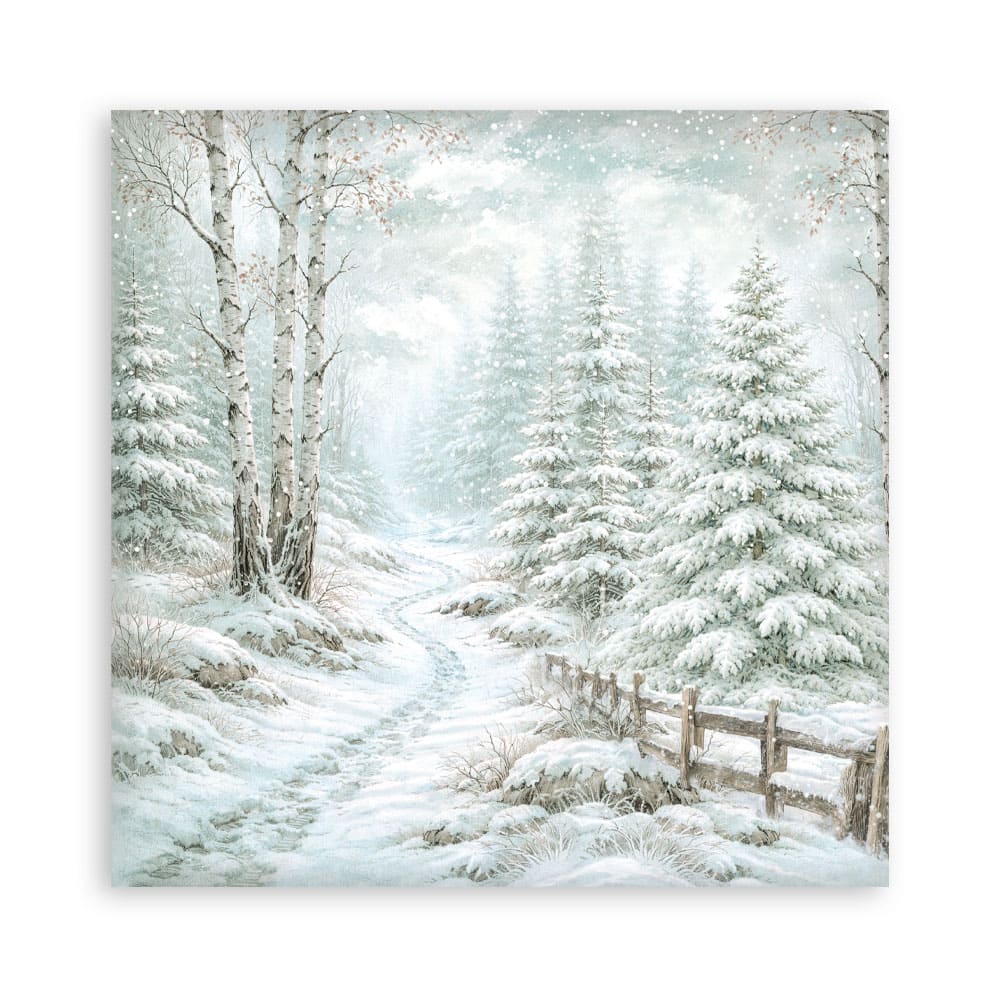 Scrapbookingpapper - Backgrounds - White Christmas - 6 - Stamperia - Tidformera