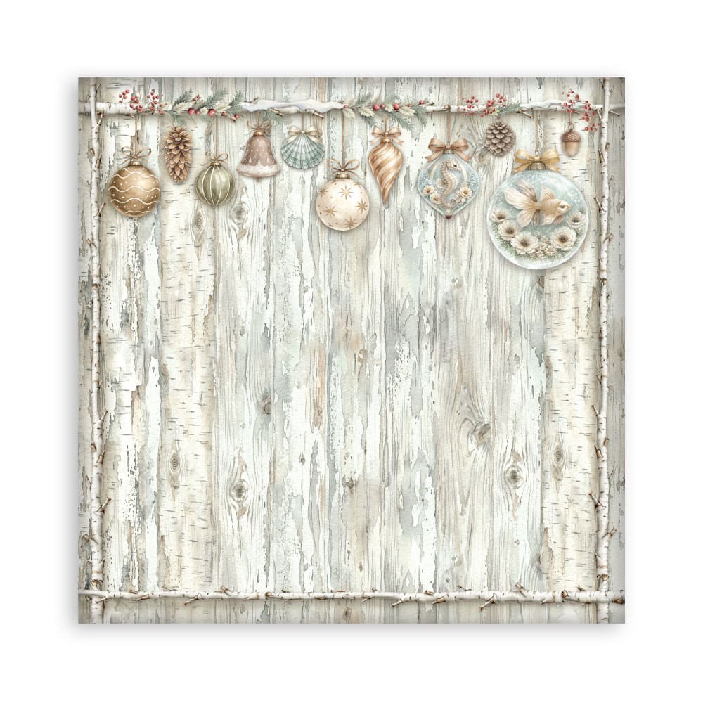 Scrapbookingpapper - Backgrounds - White Christmas - 9 - Stamperia - Tidformera