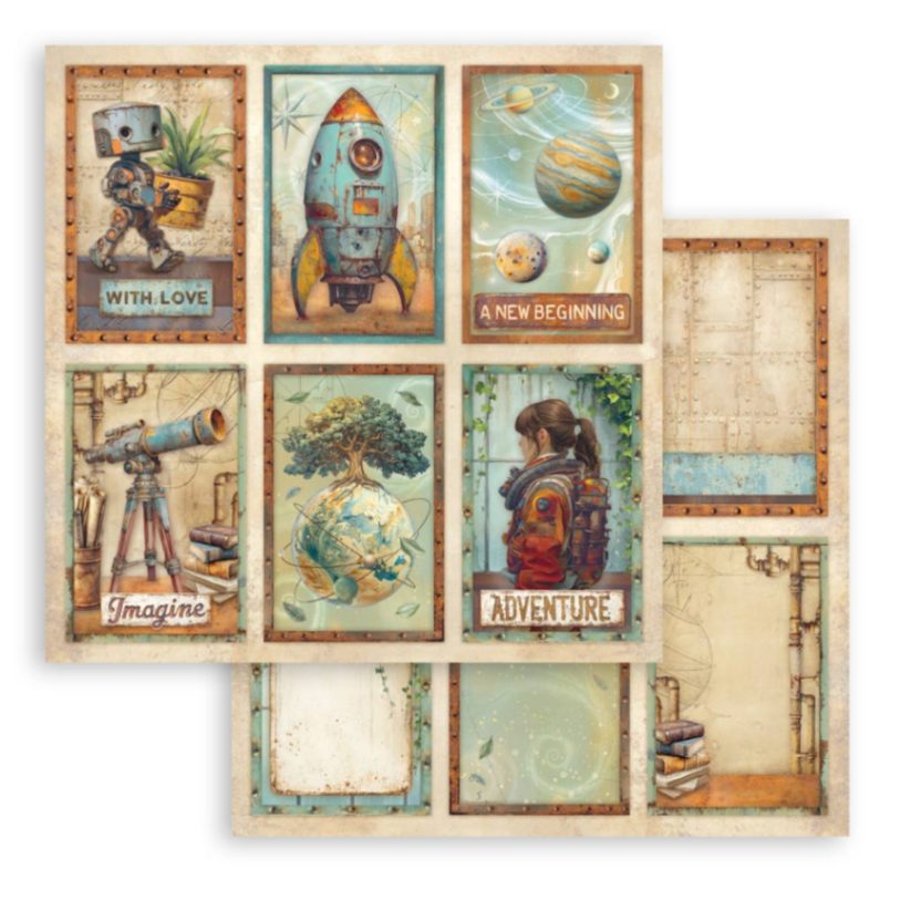 Scrapbookingpapper - Double faced - A New Beginning - 13 - Stamperia - Tidformera