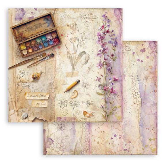 Scrapbookingpapper - Double faced - All Around - 22 - Stamperia - Tidformera