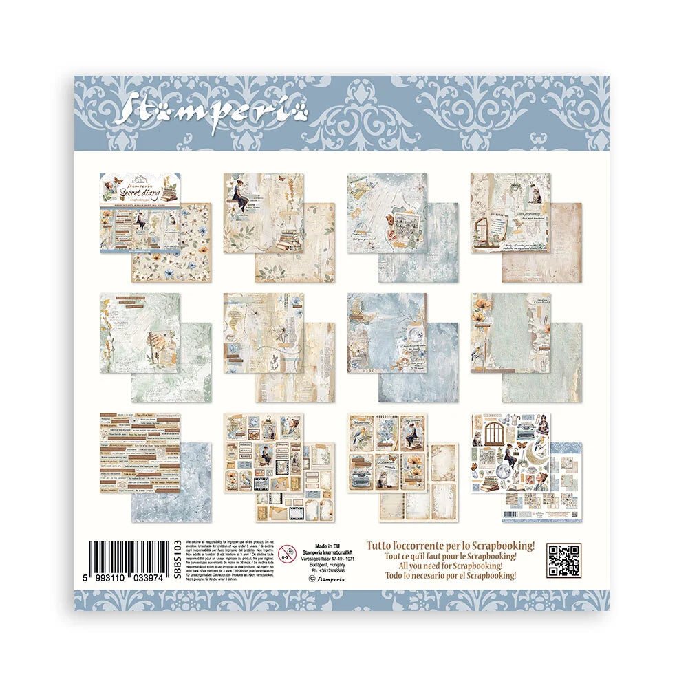 Scrapbookingpapper - Double faced - Secret Diary - 10 - Stamperia - Tidformera