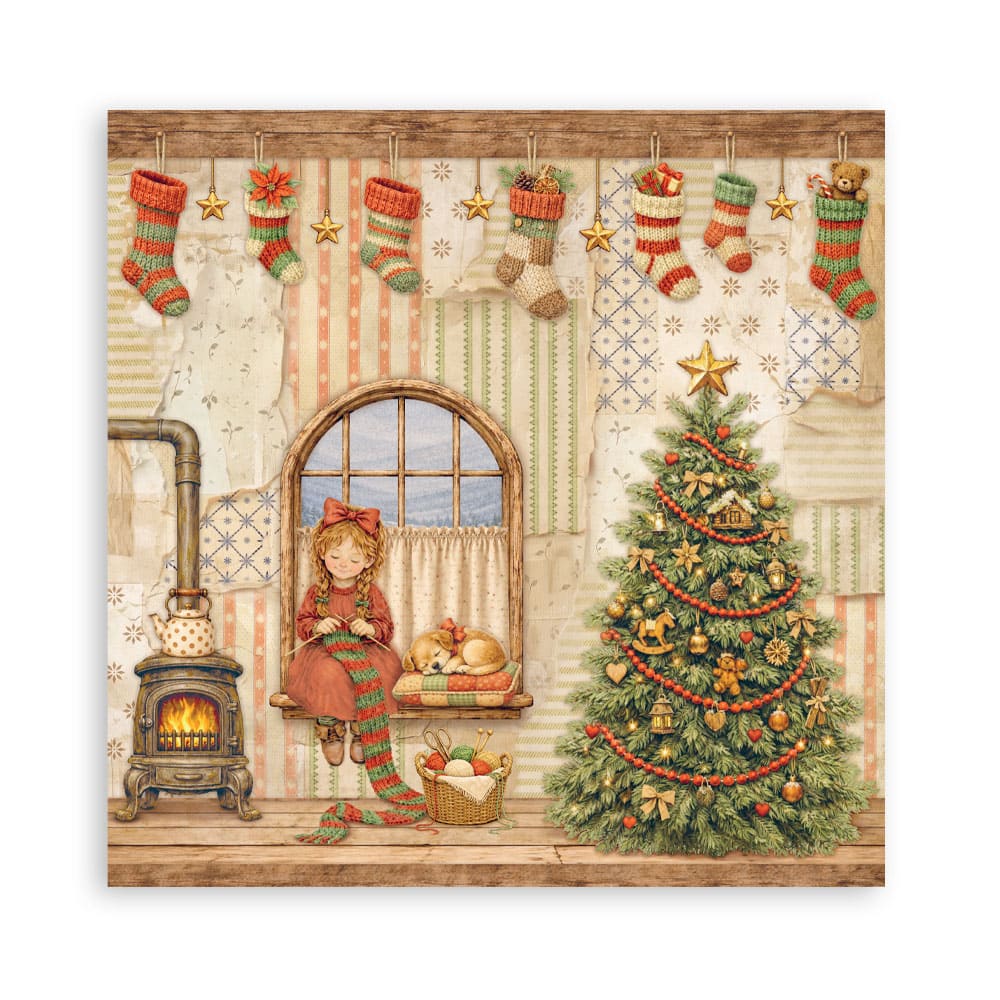 Scrapbookingpapper - Double faced - Silent Night - 23 - Stamperia - Tidformera