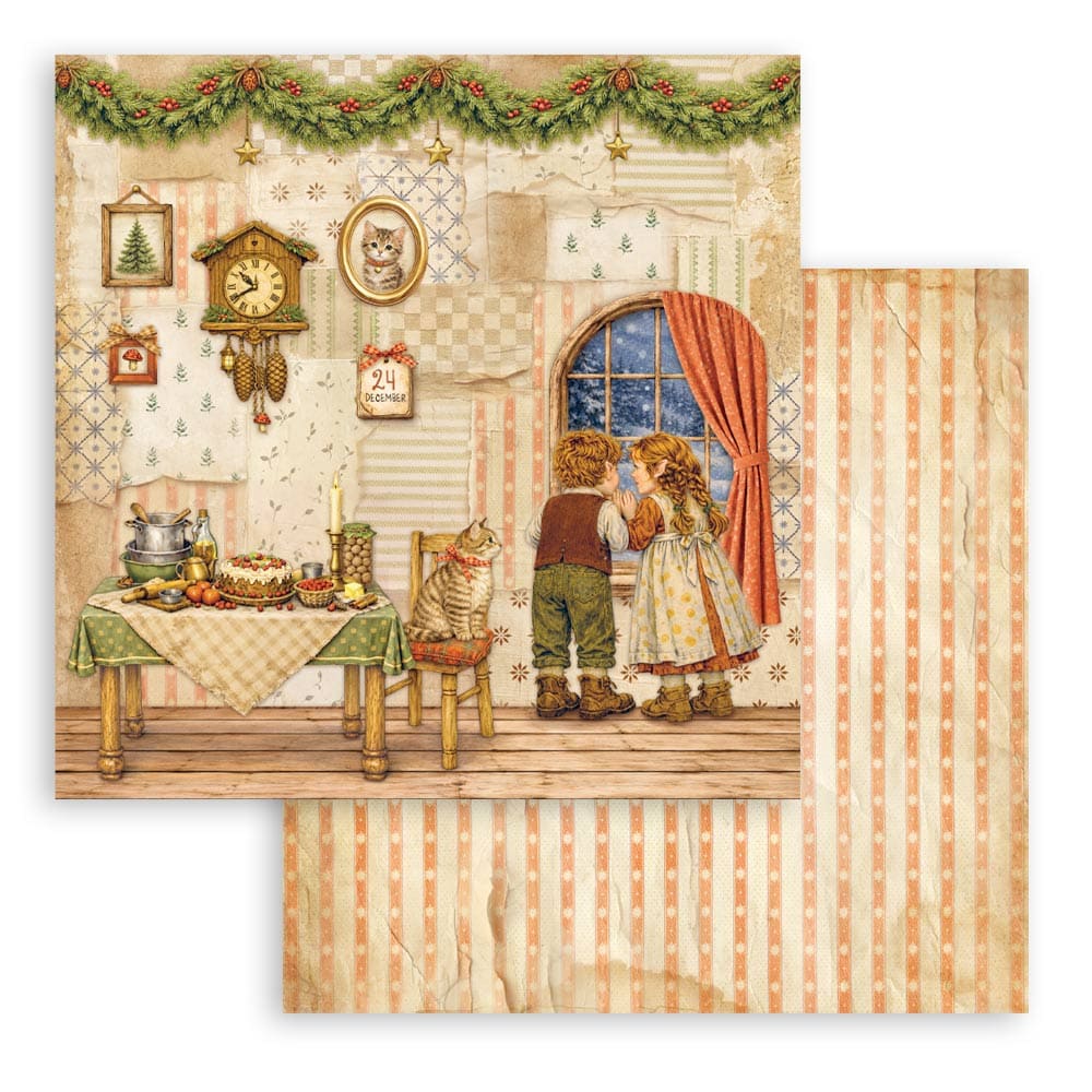 Scrapbookingpapper - Double faced - Silent Night - 25 - Stamperia - Tidformera