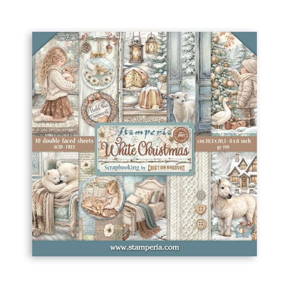 Scrapbookingpapper - Double faced - White Christmas - 1 - Stamperia - Tidformera