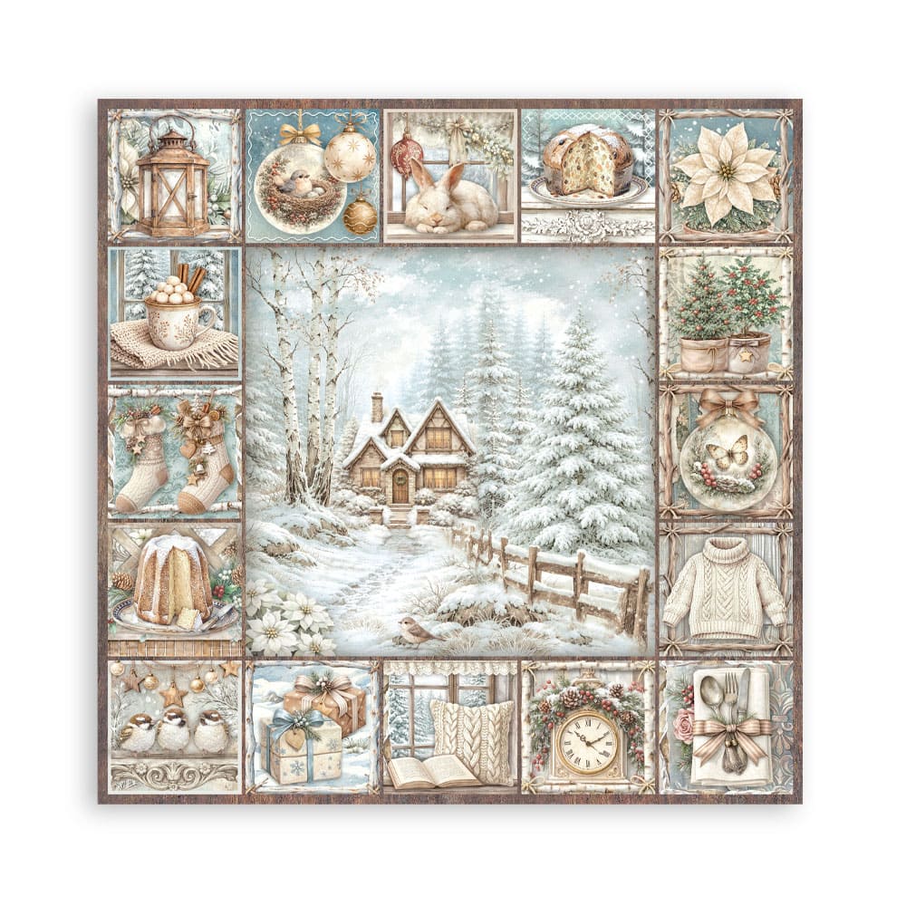 Scrapbookingpapper - Double faced - White Christmas - 25 - Stamperia - Tidformera