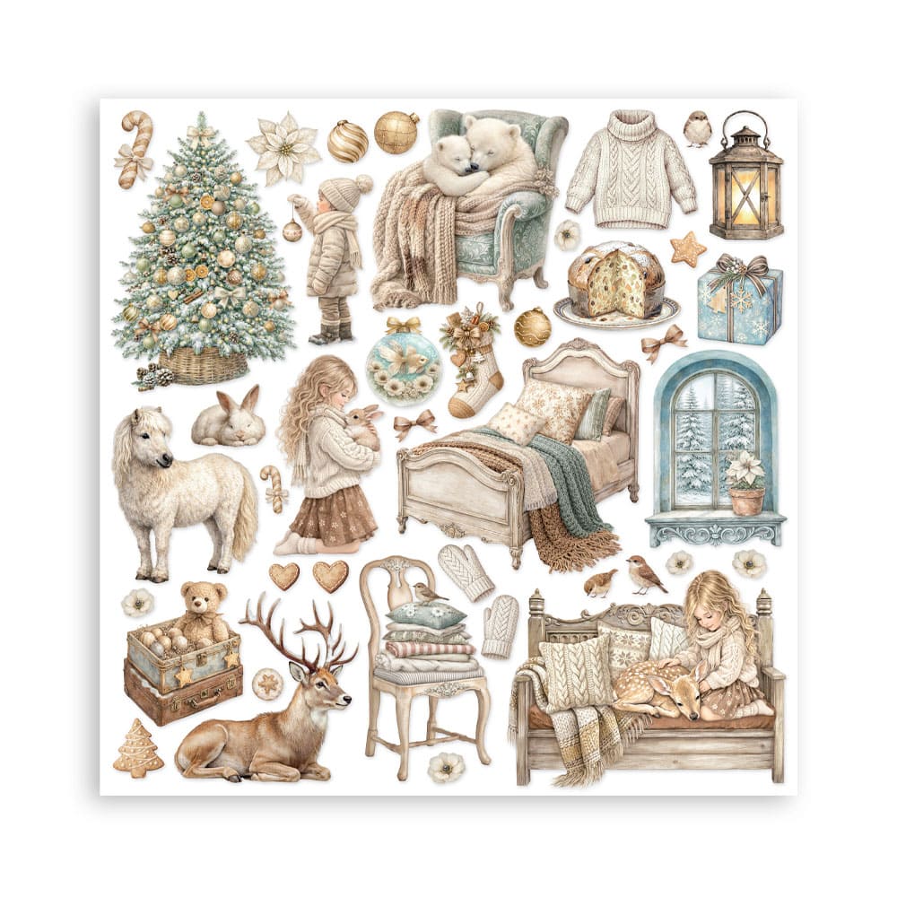 Scrapbookingpapper - Double faced - White Christmas - 33 - Stamperia - Tidformera