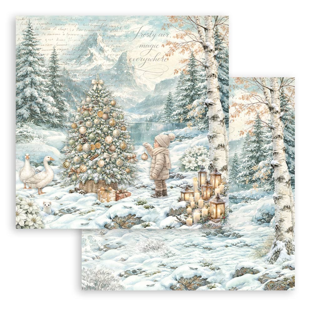 Scrapbookingpapper - Double faced - White Christmas - 18 - Stamperia - Tidformera