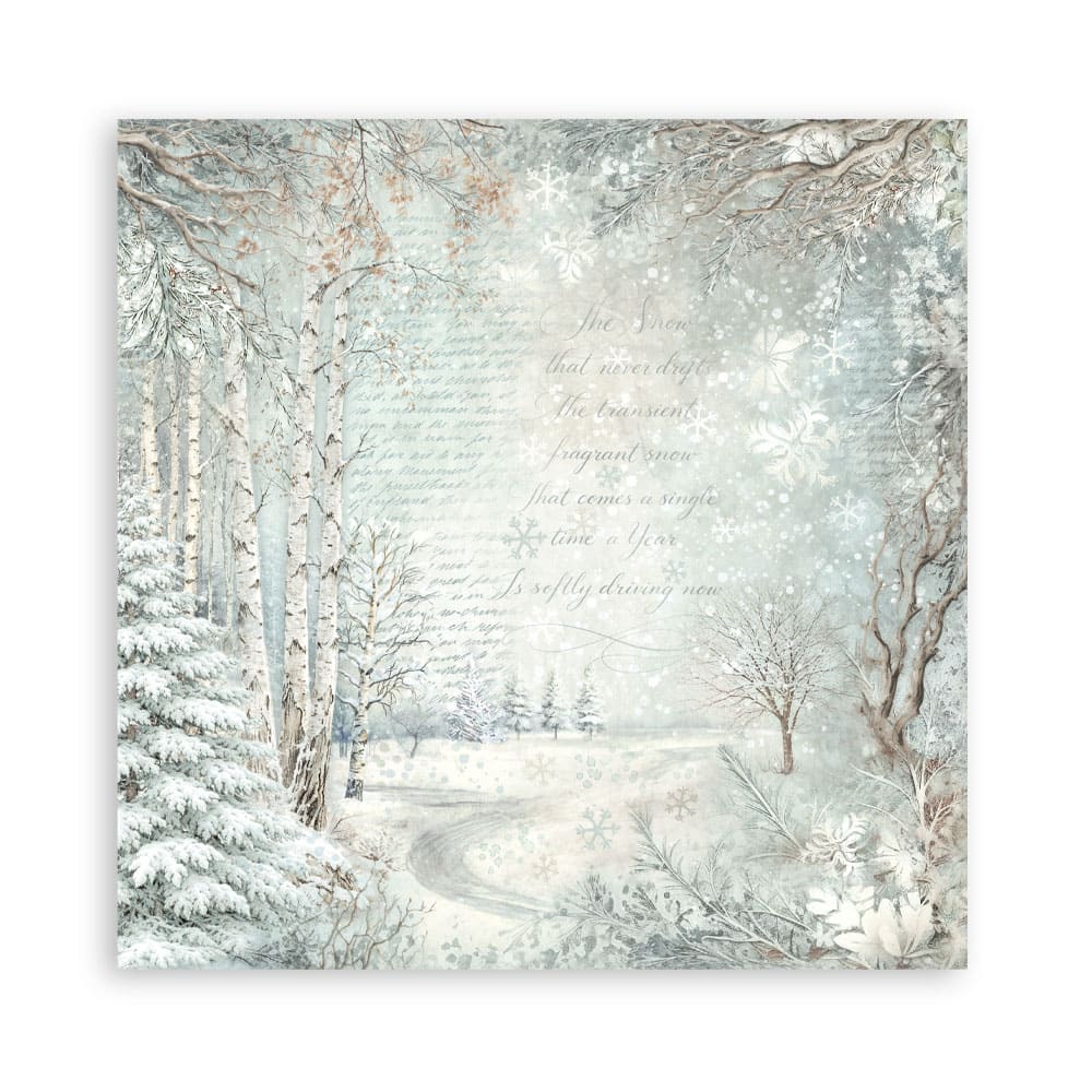 Scrapbookingpapper - Double faced - White Christmas - 23 - Stamperia - Tidformera