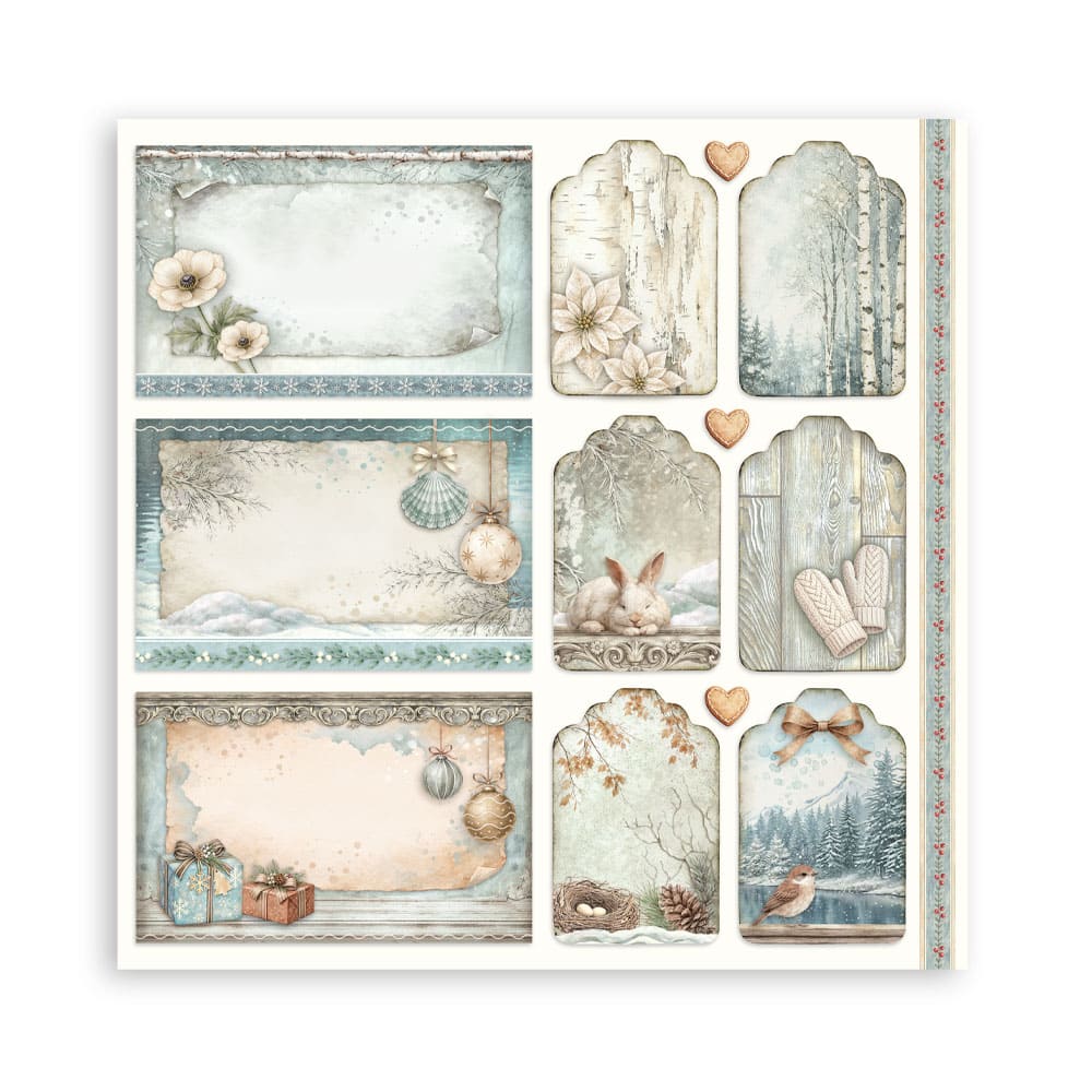 Scrapbookingpapper - Double faced - White Christmas - 29 - Stamperia - Tidformera