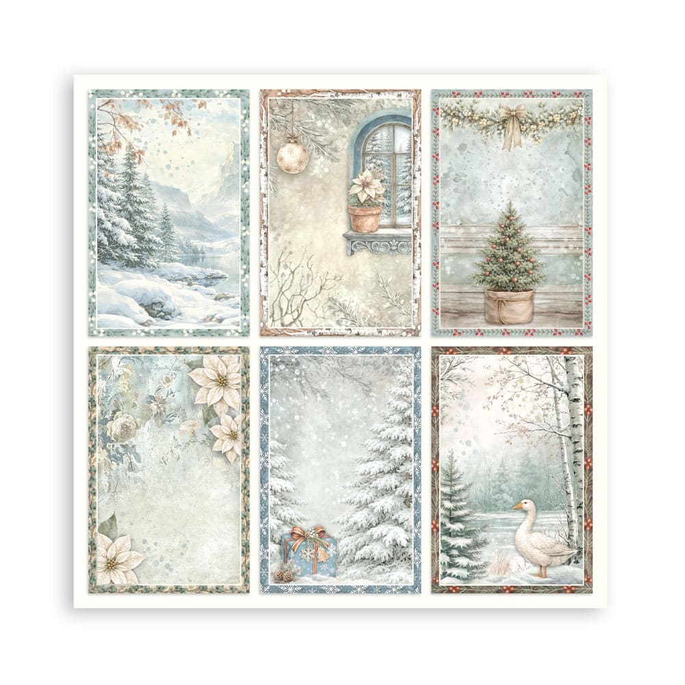 Scrapbookingpapper - Double faced - White Christmas - 17 - Stamperia - Tidformera