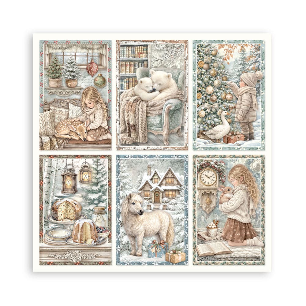 Scrapbookingpapper - Double faced - White Christmas - 16 - Stamperia - Tidformera