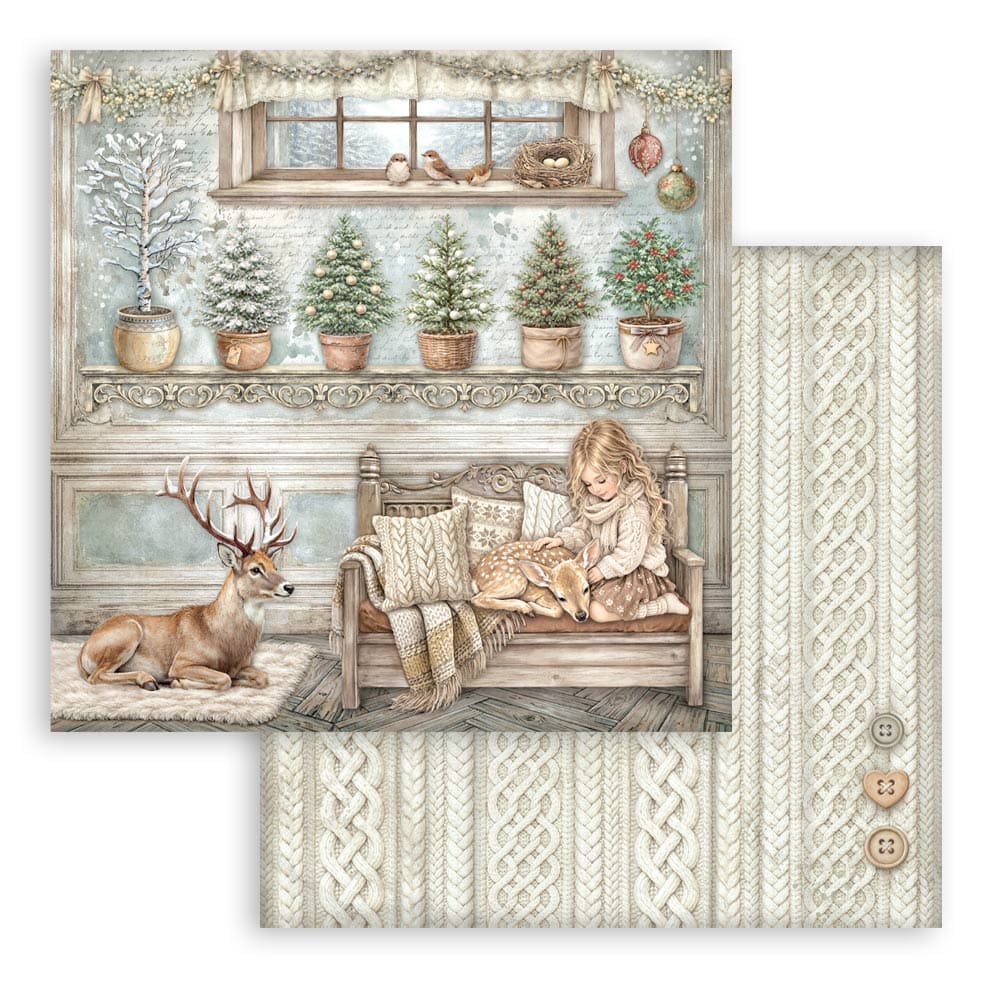 Scrapbookingpapper - Double faced - White Christmas - 6 - Stamperia - Tidformera