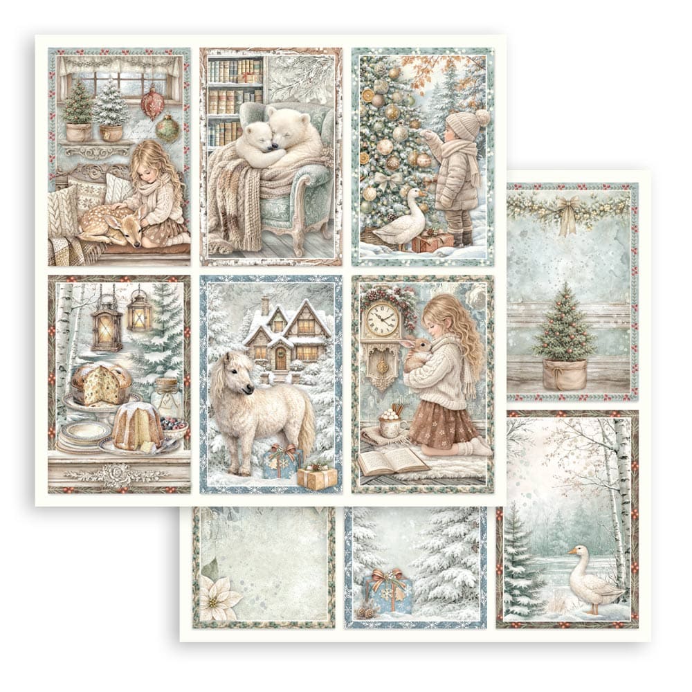 Scrapbookingpapper - Double faced - White Christmas - 15 - Stamperia - Tidformera
