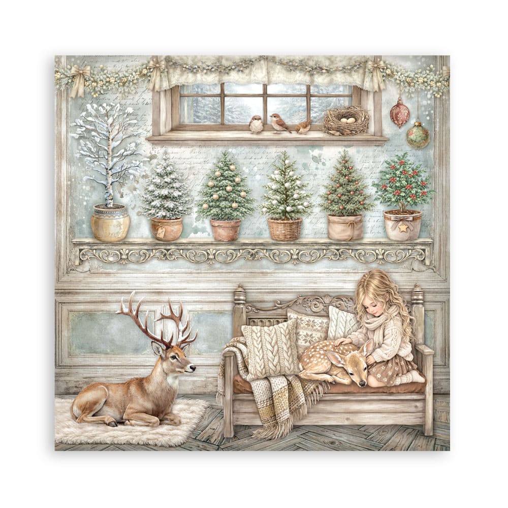 Scrapbookingpapper - Maxi Pad - White Christmas - 14 - Stamperia - Tidformera