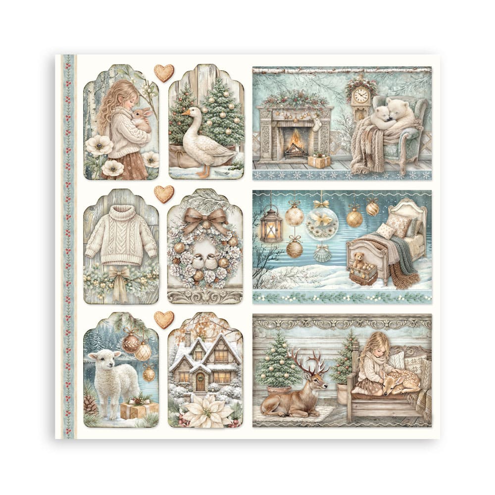Scrapbookingpapper - Maxi Pad - White Christmas - 10 - Stamperia - Tidformera