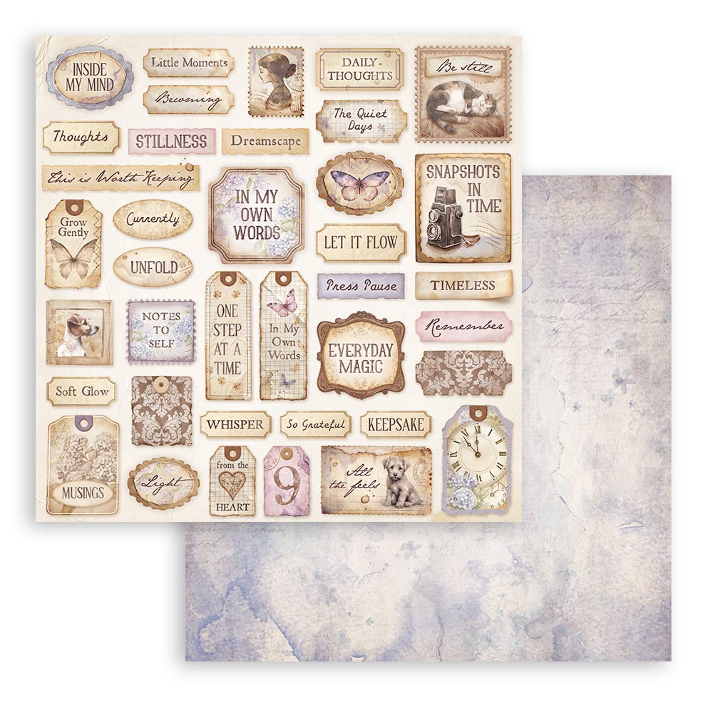 Scrapbookingpapper - Quiet Days - Double faced - 11 - Stamperia - Tidformera