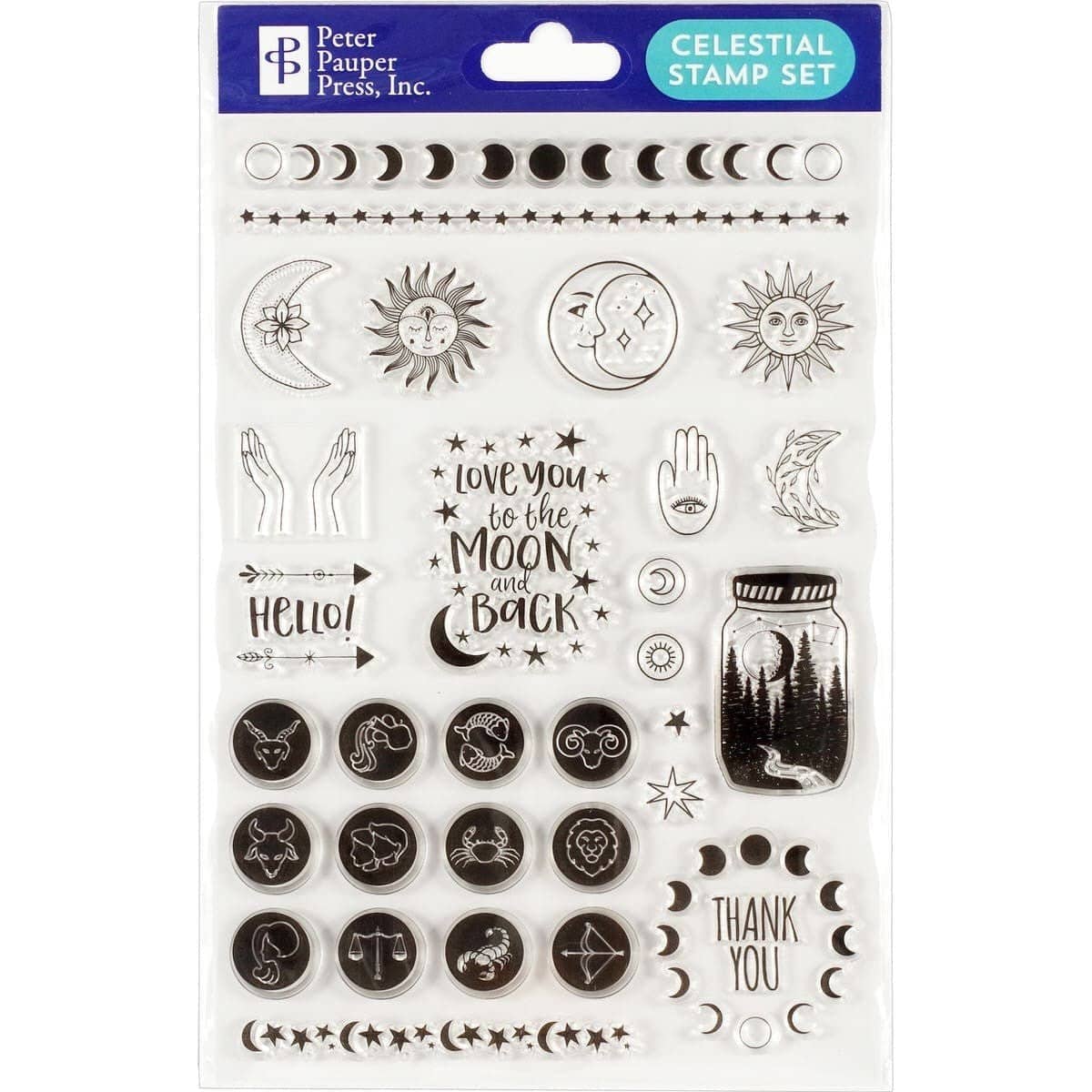 Stamp set Clear stamps Kalender - Celestial - 1 - Peter Pauper Press - Tidformera