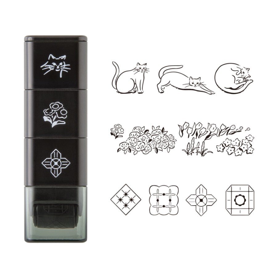 Stämpel Paintable Stamp Roller - Cat & Landscape - 2 - Midori - Tidformera