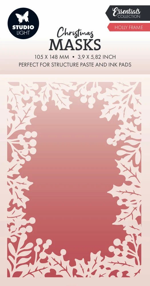 Stencil Holly Frame Christmas - 1 - Studio Light - Tidformera