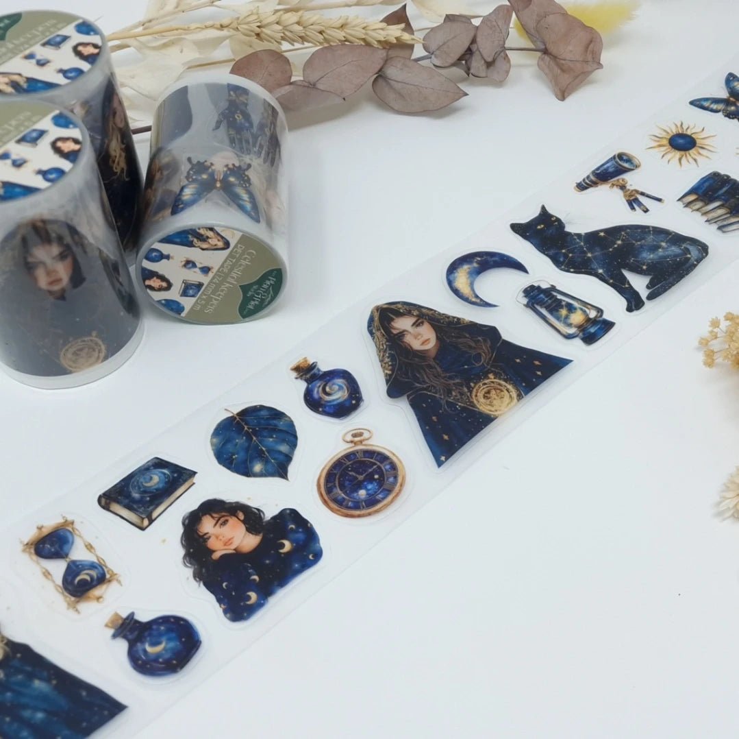Sticker Pet Tape - Pre - cut - Celestial Keepers - 74 mm - 4 - Plan & Plot Studio - Tidformera