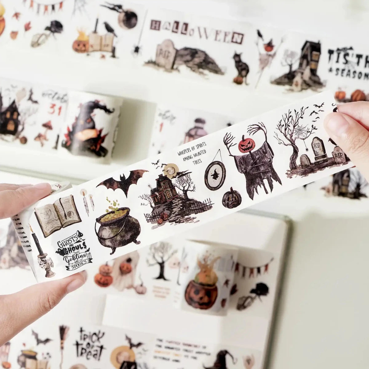 Sticker Pet Tape - Pre-cut - Haunted House - 65 mm - 7 - Washi Tape Shop - Tidformera