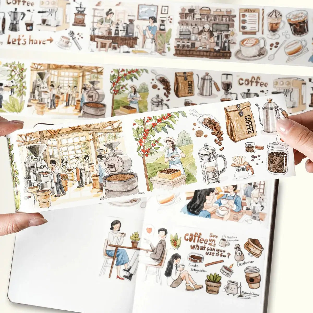 Sticker Pet Tape - Pre - cut - Life of Coffee - 70 mm - 3 - Washi Tape Shop - Tidformera
