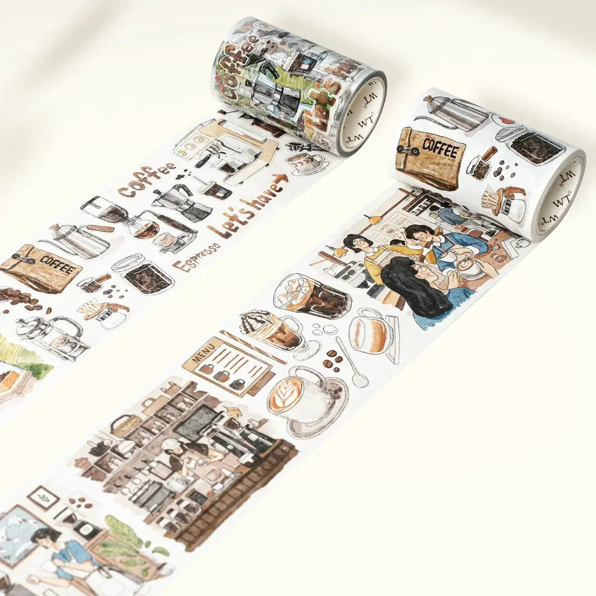 Sticker Pet Tape - Pre - cut - Life of Coffee - 70 mm - 5 - Washi Tape Shop - Tidformera