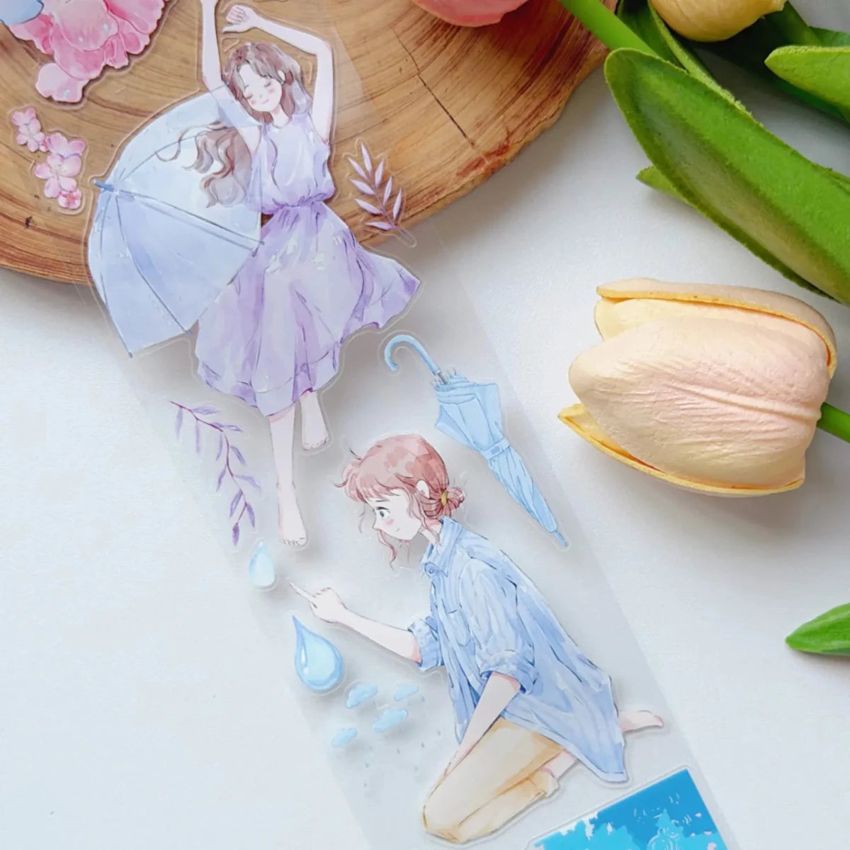 Sticker Pet Tape - Pre - cut - Morning Dew - 65 mm - 1 - Washi Tape Shop - Tidformera