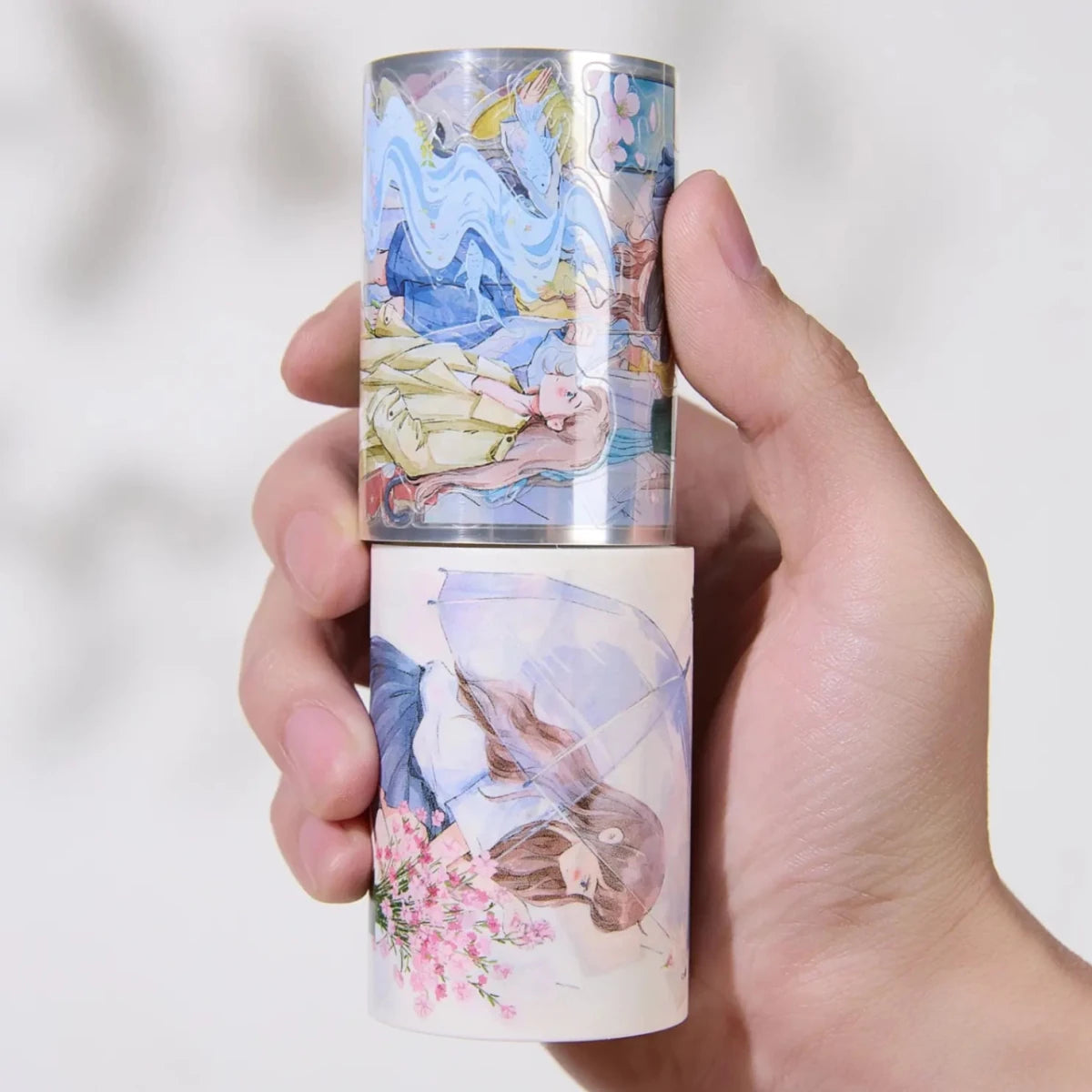 Sticker Pet Tape - Pre - cut - Morning Drizzle - 65 mm - 6 - Washi Tape Shop - Tidformera