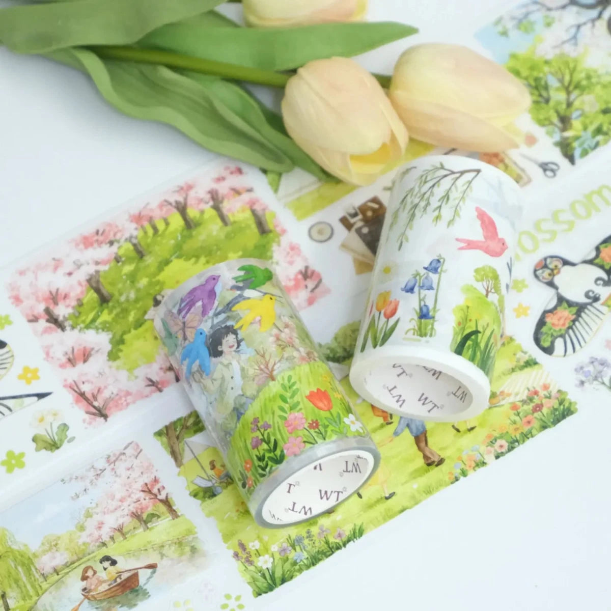 Sticker Pet Tape - Pre - cut - Sakura Voyage - 70 mm - 3 - Washi Tape Shop - Tidformera