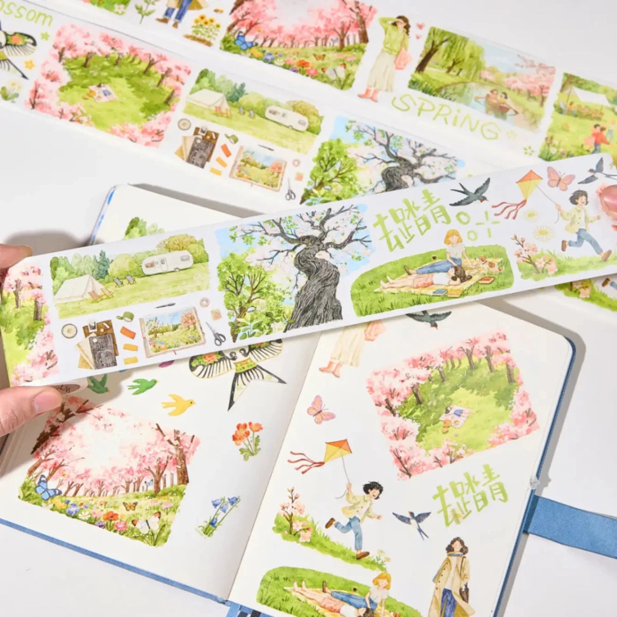 Sticker Pet Tape - Pre - cut - Sakura Voyage - 70 mm - 7 - Washi Tape Shop - Tidformera