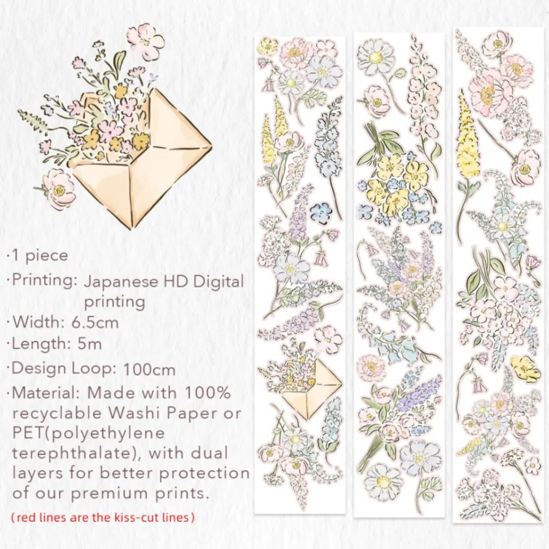 Sticker Washi Tape - Pre - cut - Garden Sprout - 65 mm - 7 - Washi Tape Shop - Tidformera
