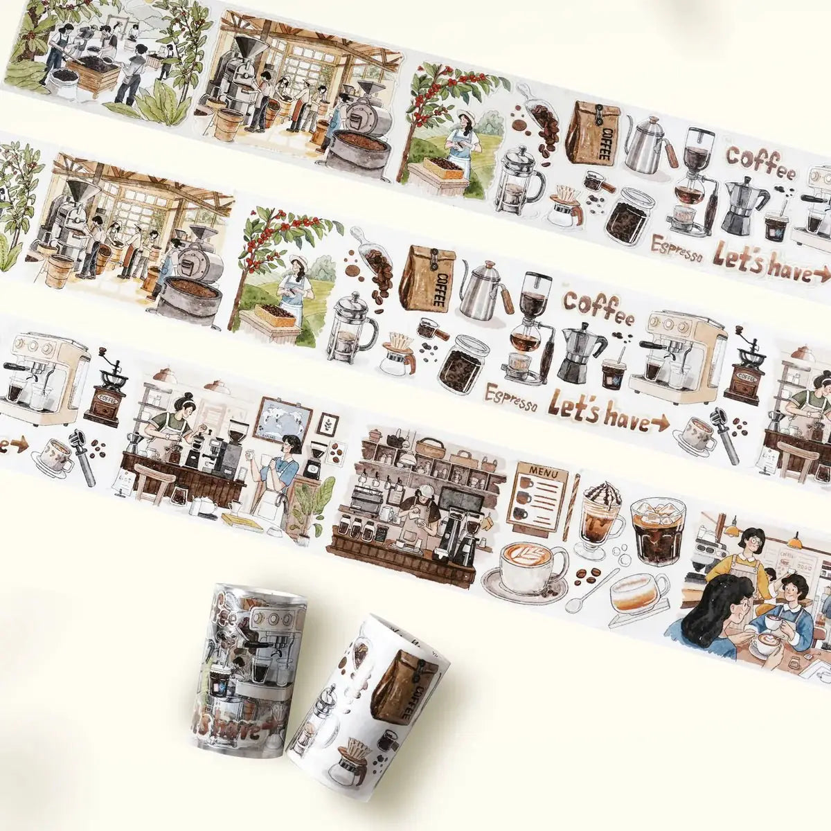 Sticker Washi Tape - Pre - cut - Life of Coffee - 70 mm - 4 - Washi Tape Shop - Tidformera