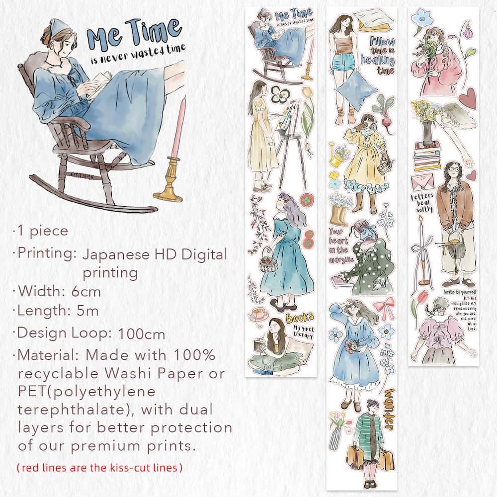 Sticker Washi Tape - Pre - cut - Me Time - 60 mm - 7 - Washi Tape Shop - Tidformera