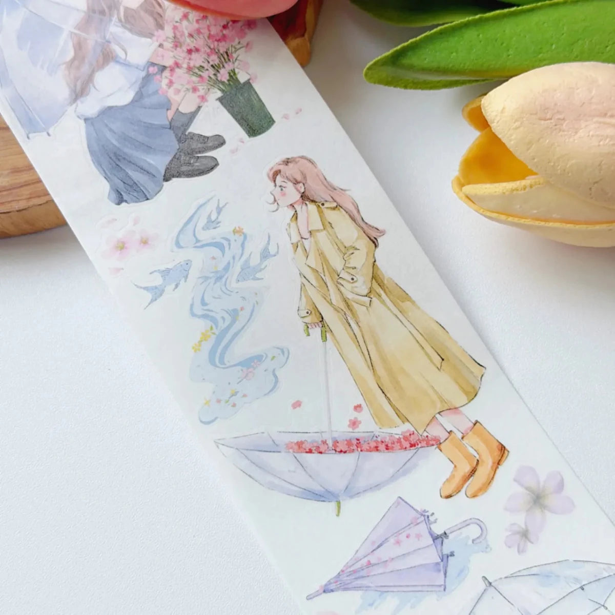 Sticker Washi Tape - Pre - cut - Morning Drizzle - 65 mm - 2 - Washi Tape Shop - Tidformera