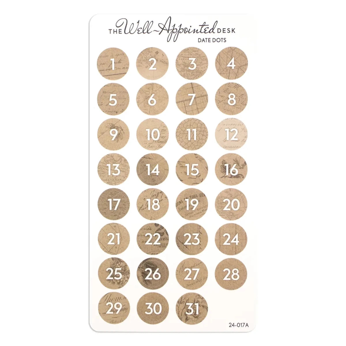 Stickers - Date Dots - Kraft - 1 - The Well-Appointed Desk - Tidformera