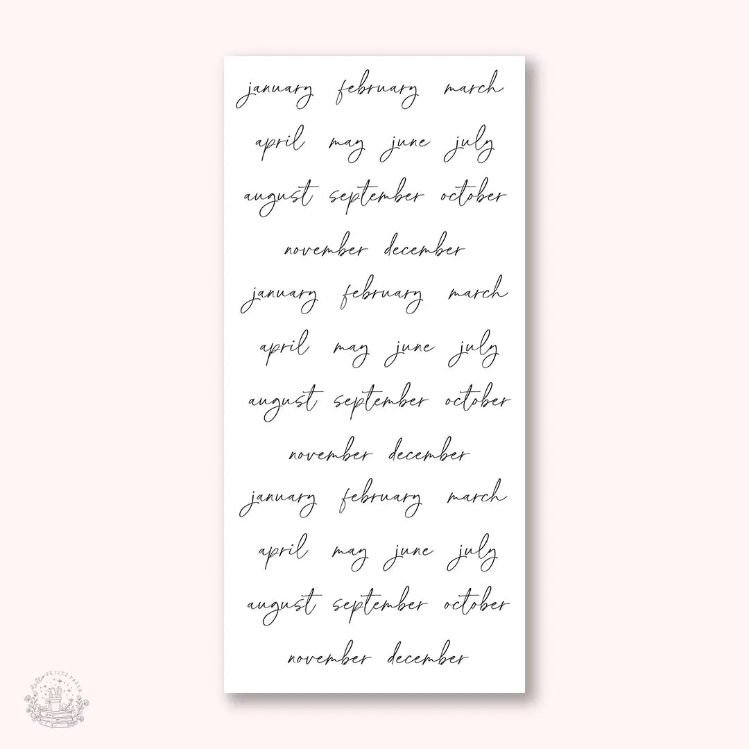 Stickers Kalender - Monthly - Small Script - 1 - Hello Petite Paper - Tidformera