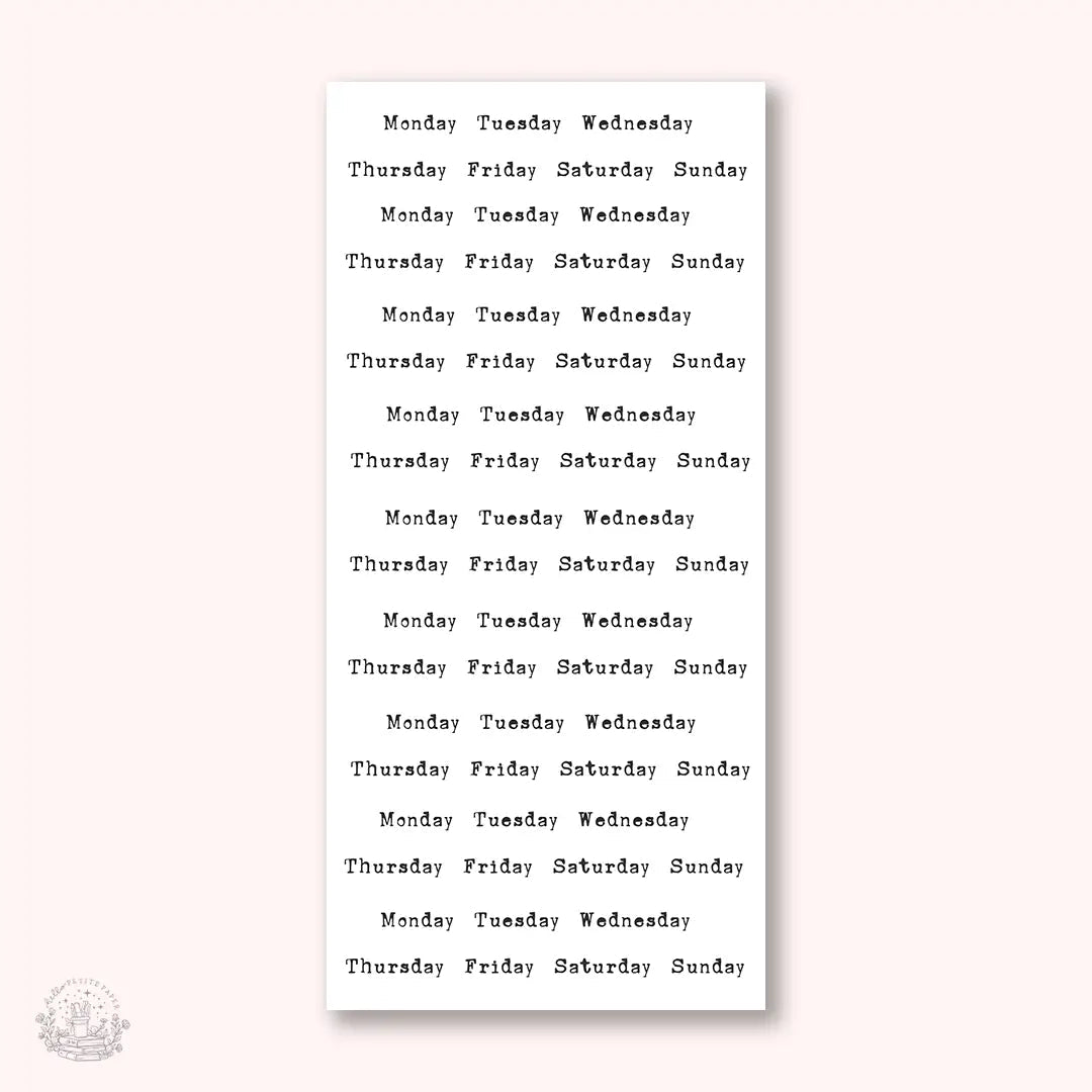 Stickers Kalender - Week - Small Typewriter - 1 - Hello Petite Paper - Tidformera